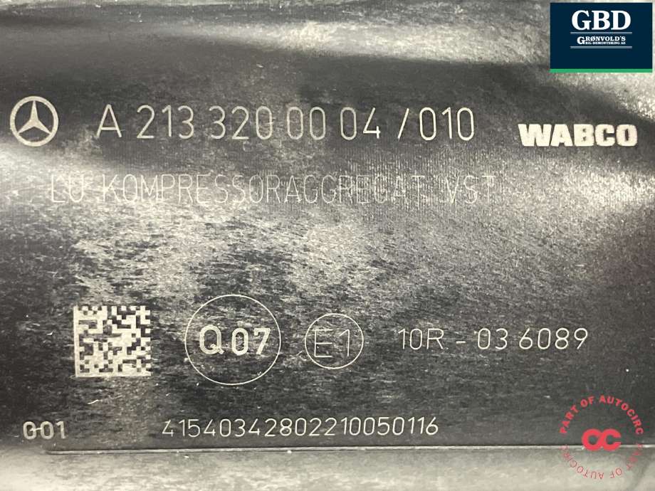 Kompressor nivå/luft til Mercedes EQC 2019-->>  (WABCO|A 099 320 00 04|443 020 019 1|)