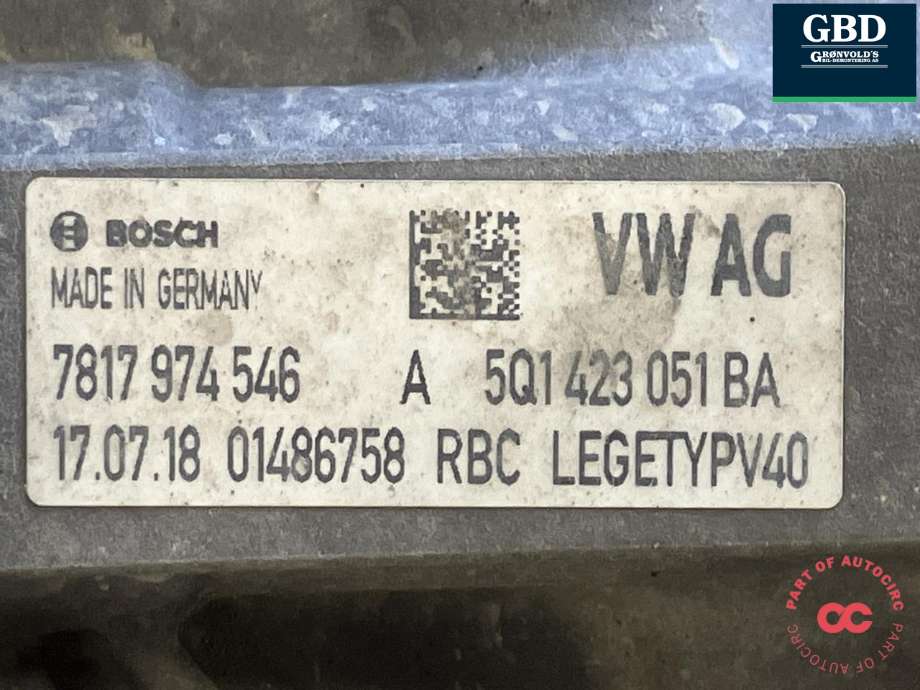 Tannstang elektrisk til VW T-Roc 2017-->> (BOSCH|5Q1 423 055 M|5Q1 423 051 BA|7817 974 546)