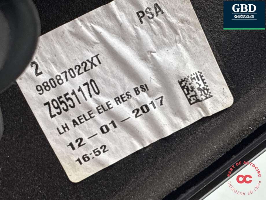 Speil venstre til Toyota Proace 2016-->> (Type II)  (98087022XT|Z9551170|)