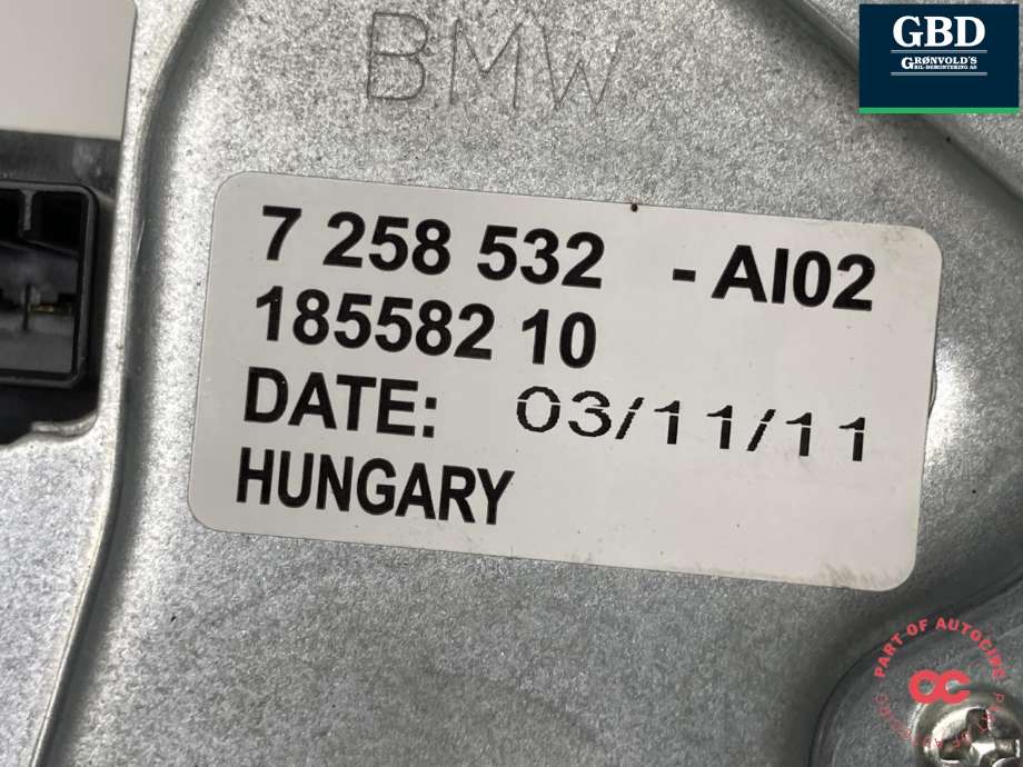 Viskermotor bakrute til BMW 1-Serie 2011-2015 (Fase 1) (F20/F21) (F20/F21) (|7 258 532-AI02)