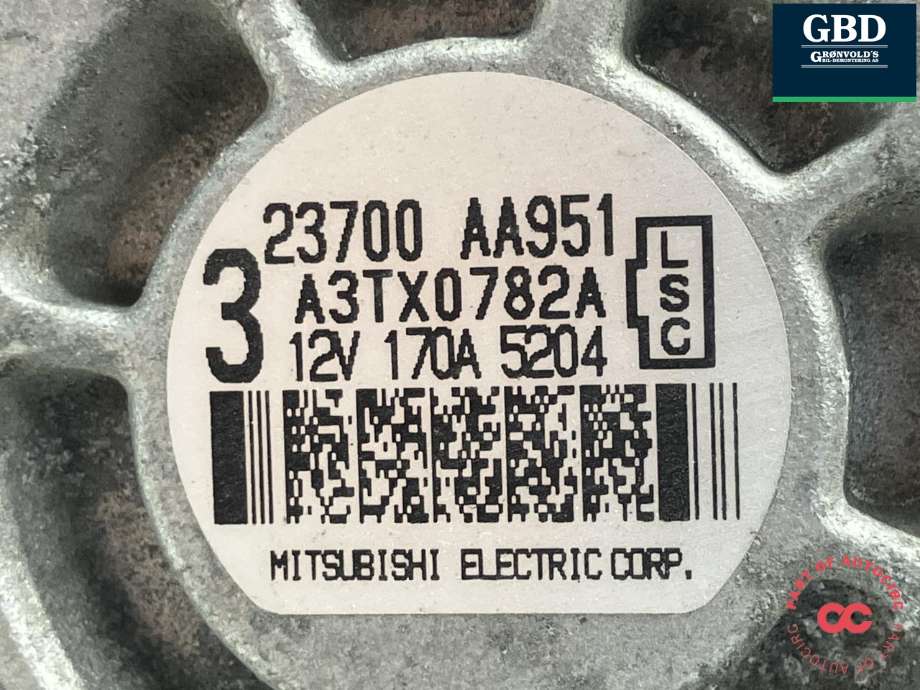 Dynamo diesel til Subaru Forester 2013-2019 (Type IV) (MITSUBISHI||23700 AA951|A3TX0782A)