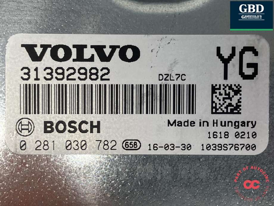 Styreenhet motor til Volvo XC70 2014-2016 (Type II, Fase 2) (BOSCH||31392982|0 281 030 782)