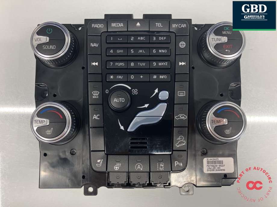 Varmeapparat betjening til Volvo XC70 2014-2016 (Type II, Fase 2)  (|31443425|M070620-0537)
