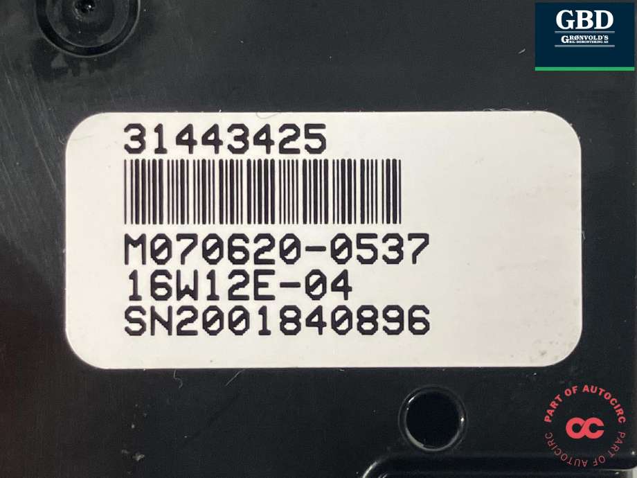Varmeapparat betjening til Volvo XC70 2014-2016 (Type II, Fase 2)  (|31443425|M070620-0537)