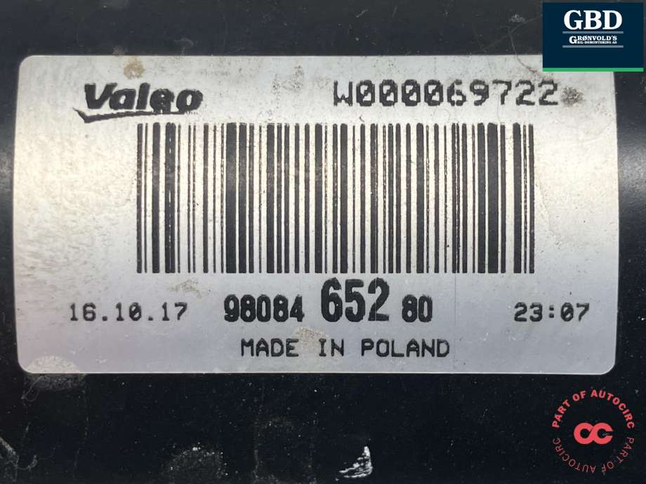 Viskermotor frontrute komplett m/overføring til Peugeot Expert 2016-->> (Type III)  (VALEO|98 084 652 80|W000067049|W000069722)