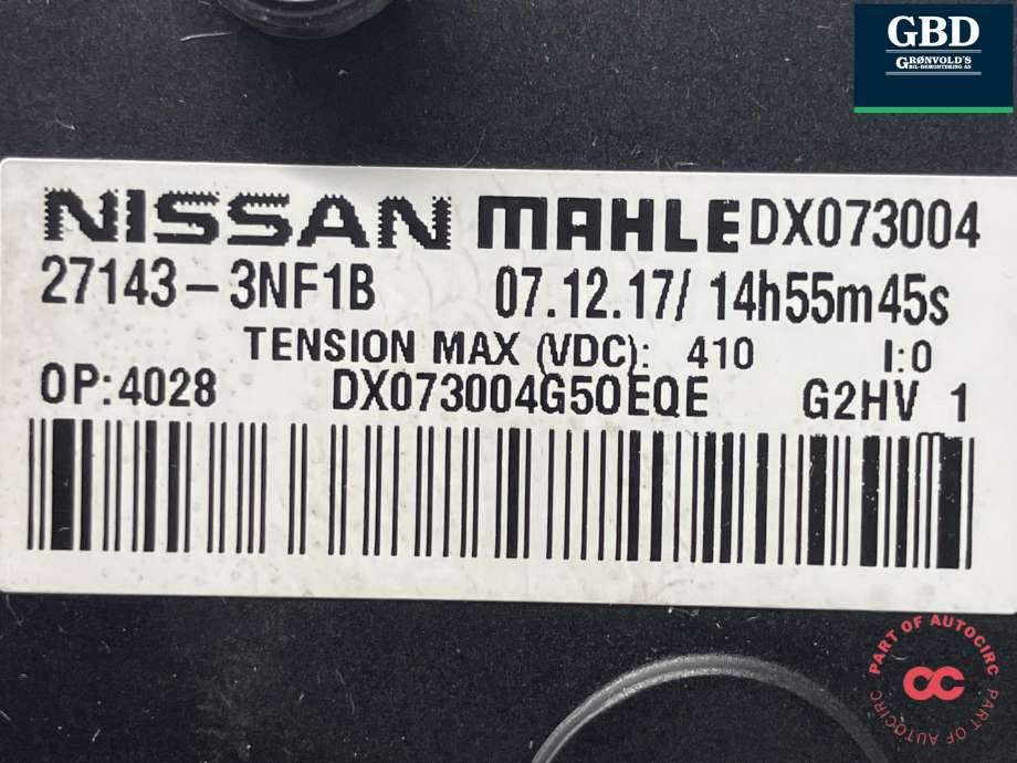 Varmeapparat PTC-heater til Nissan Leaf 2018-->> (Type II)  (MAHLE|271433NF1B|DX073004|DX062003)