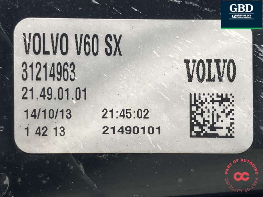 Baklykt venstre til Volvo V60 2010-2013 (Type I, Fase 1)  (|31214963)