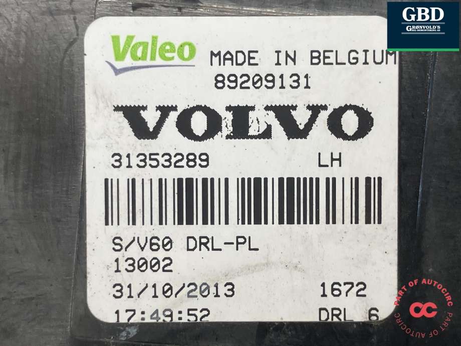 Kjørelys led venstre foran til Volvo V60 2010-2013 (Type I, Fase 1)  (VALEO||31353289|89209131)