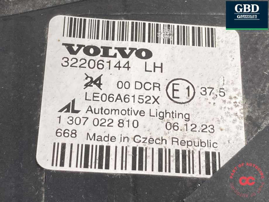Frontlykt venstre xenon til Volvo V50 2007-2012 (Fase 2) (|32206144)