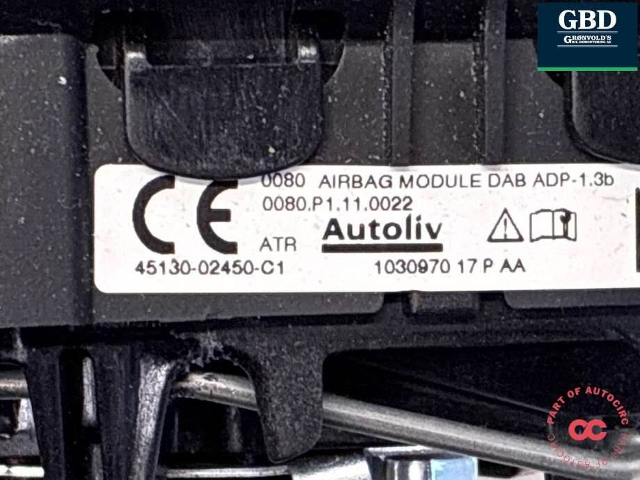 Airbag rattpute til Toyota Auris 2015-2019 (Type II, Fase 2)  (4513002450C1|)
