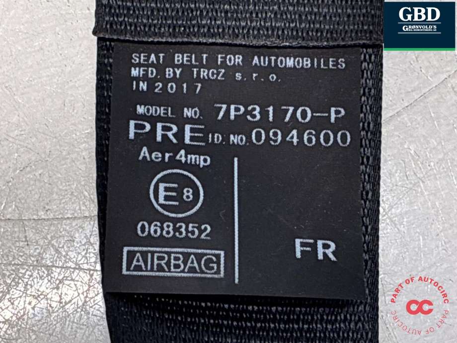 Sikkerhetsbelte foran høyre til Toyota Auris 2015-2019 (Type II, Fase 2)  (7321002650C0|)