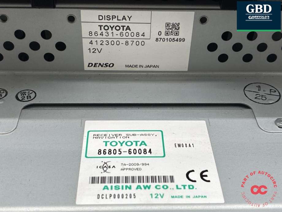 Bilstereo navigasjon spiller til Toyota Land Cruiser 150 2010-2013 (Fase 1)  (8612060B80|)