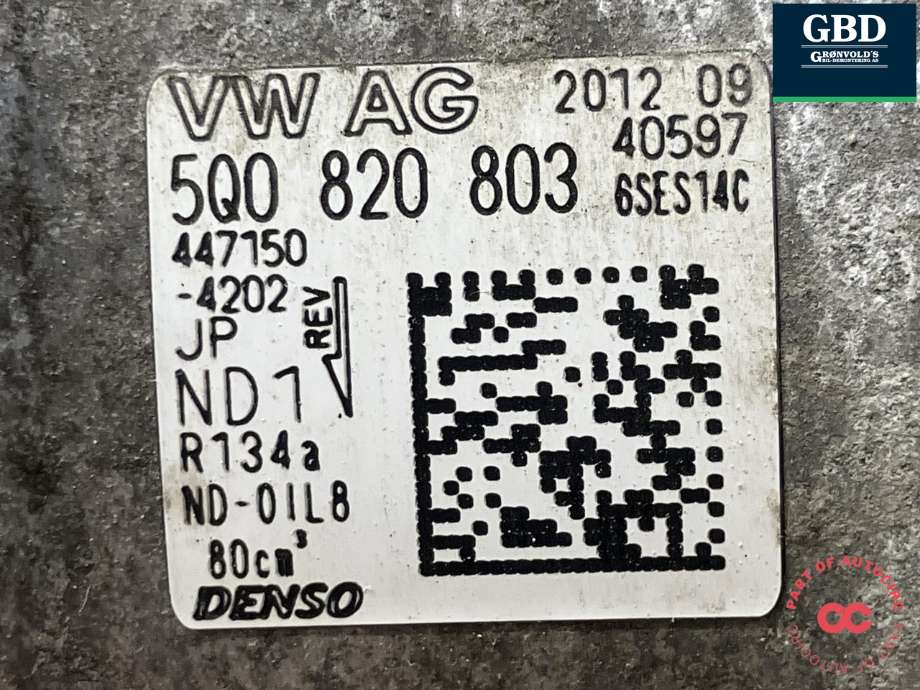 Aircondition kompressor til VW Golf VII 2012-2017 (Fase 1) (DENSO||5Q0 820 803|447150-4202)