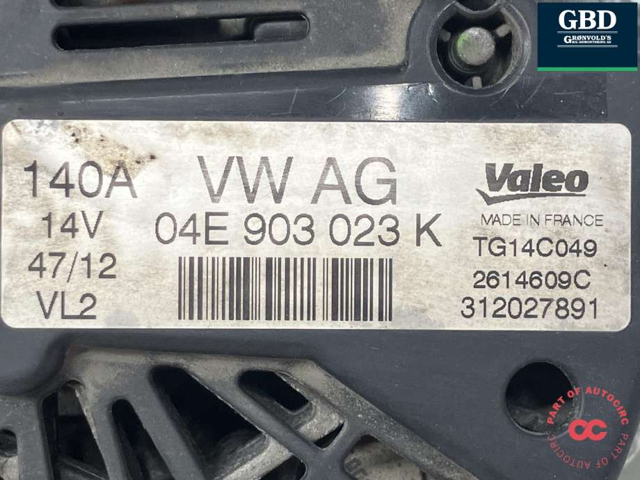 Dynamo diesel til VW Golf VII 2012-2017 (Fase 1) (VALEO||04E 903 023 K|TG14C049)