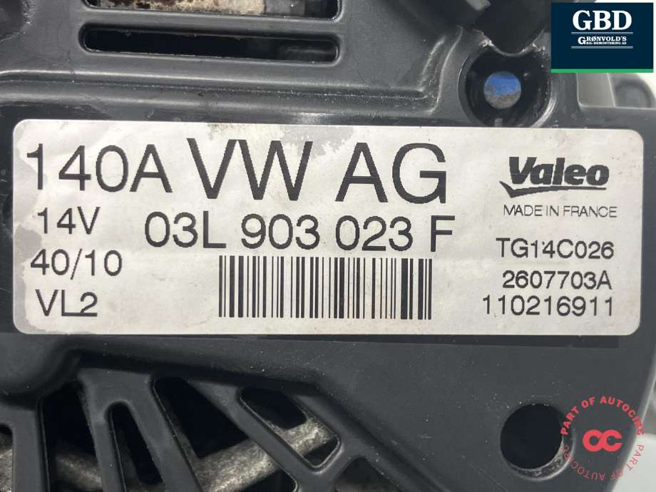 Dynamo diesel til VW Golf VI 2008-2012 (VALEO|03L 903 023 F|TG14C026)