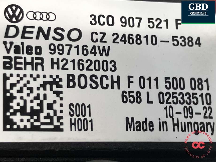 Varmeapparat motor til VW Golf VI 2008-2012 (VALEO||1K1 820 015 G|3CO 907 521 F)