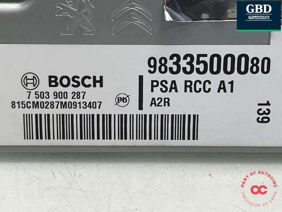 Bilstereo navigasjon til Citroën Jumpy 2016-->> (Type III)  (BOSCH||98 335 000 80|7 503 900 287)