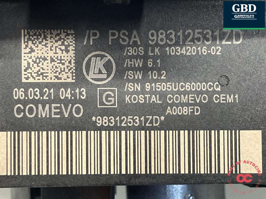 Bryter combi til Citroën Jumpy 2016-->> (Type III)  (|98 312 531 ZD|10110849-05)
