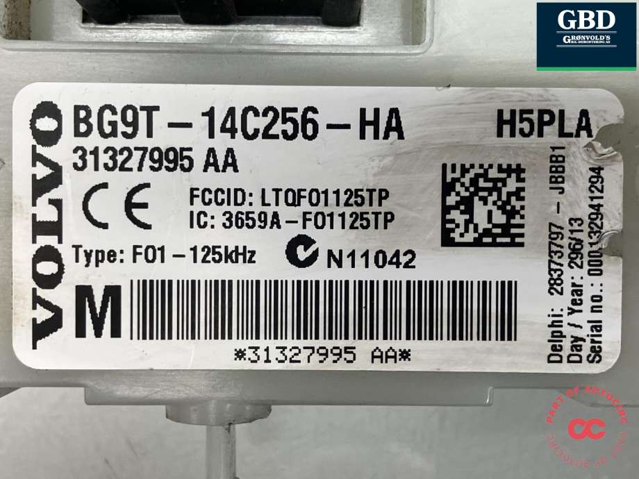 Styreenhet comfort (BCM) til Volvo V60 2010-2013 (Type I, Fase 1) (|31327995|BG9T-14C256-HA)