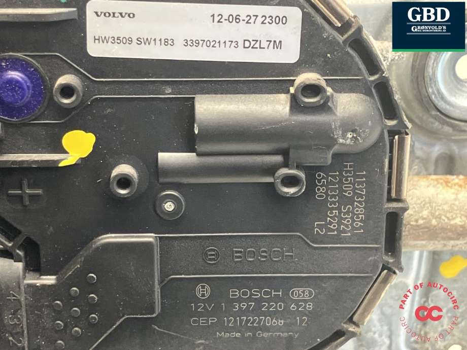 Viskermotor frontrute komplett m/overføring til Volvo V60 2010-2013 (Type I, Fase 1) (BOSCH||30753493|1 397 220 628)
