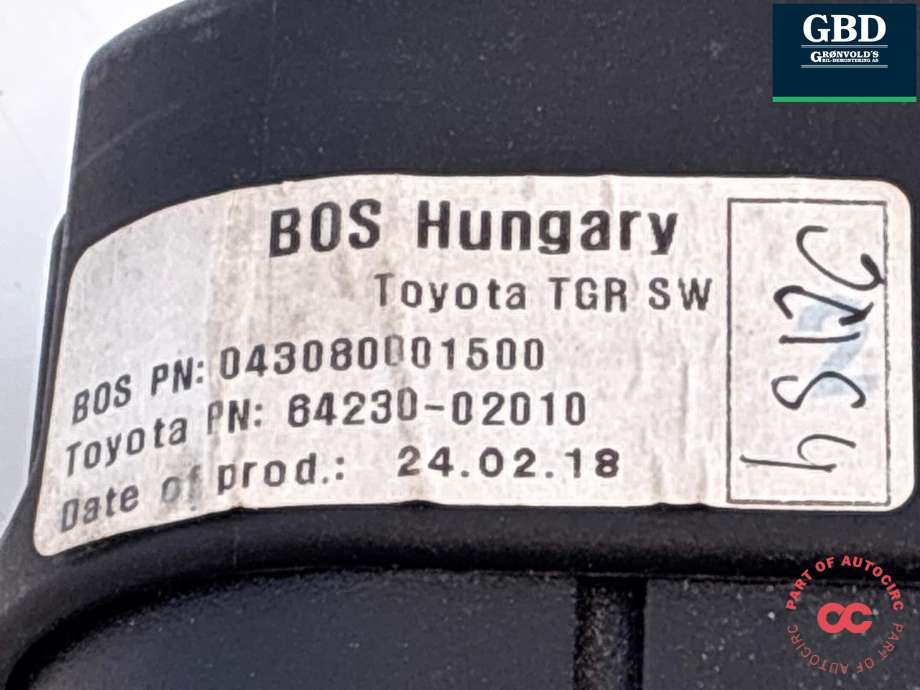Bagasjerom hundegitter til Toyota Auris 2015-2019 (Type II, Fase 2)  (|64230-02010)