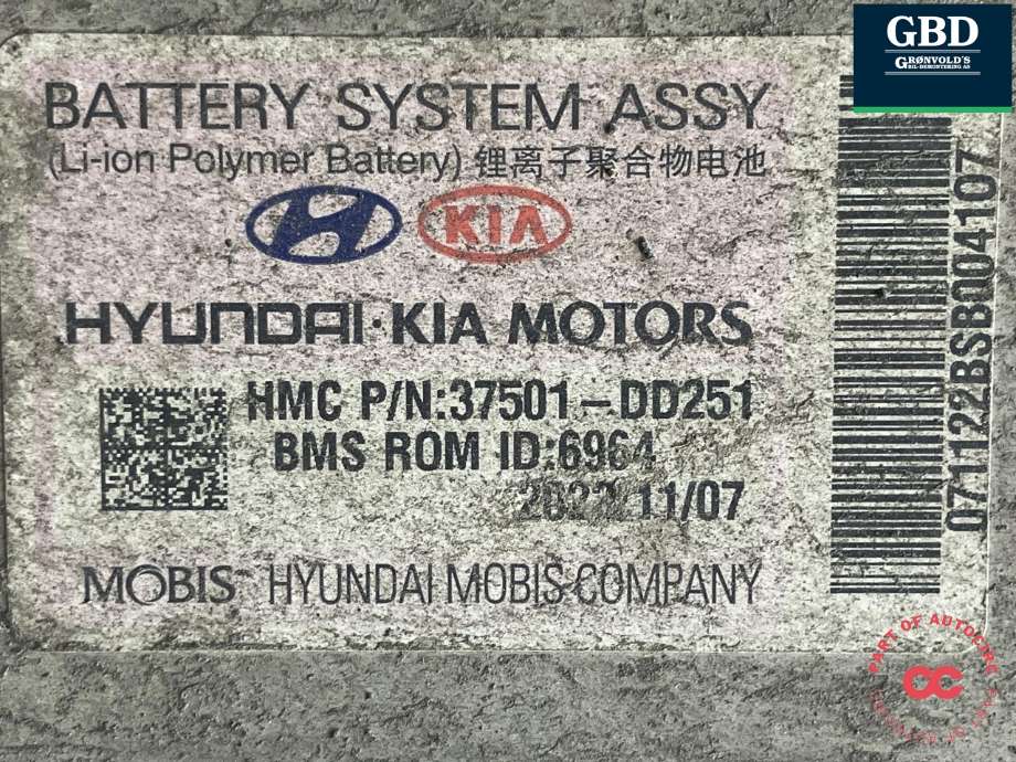 Batteripakke elbil til Hyundai Kona 2021-2023 (Type I, Fase 2)  (37501DD251|)