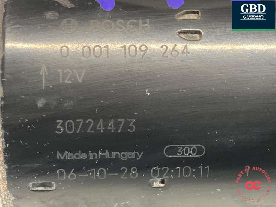 Starter diesel til Volvo XC90 2002-2006 (Type I, Fase 1)  (BOSCH|36051772|30724473|0 001 109 264)