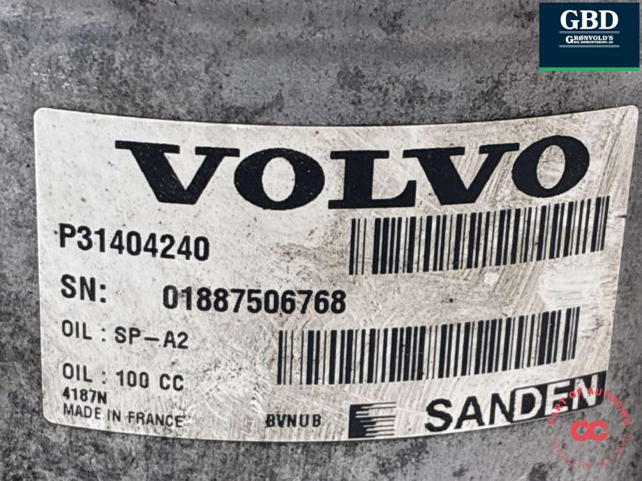 Aircondition kompressor til Volvo V90 / V90 CC / S90 2016-->>  (36003026|31404240|)