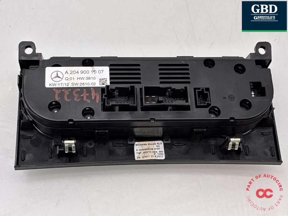 Varmeapparat betjening til Mercedes C-Klasse 2011-2014 (Fase 2) (W204) (W204) (A 204 900 10 07|A 204 900 38 03|)