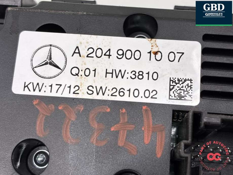 Varmeapparat betjening til Mercedes C-Klasse 2011-2014 (Fase 2) (W204) (W204) (A 204 900 10 07|A 204 900 38 03|)