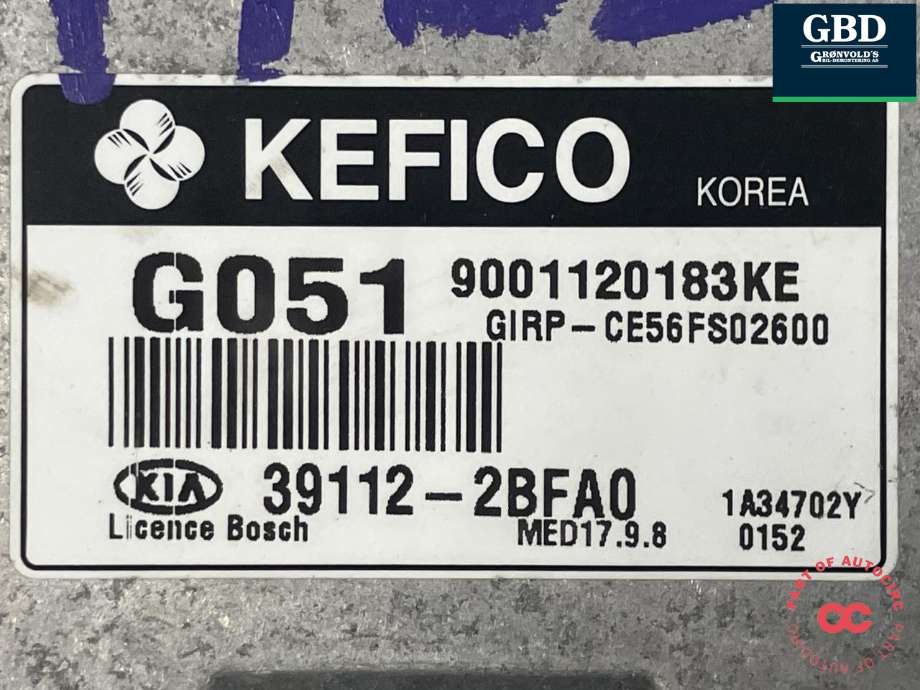 Styreenhet motor til Kia Carens 2013-2018 Type III  (KEFICO||39112-2BFA0)