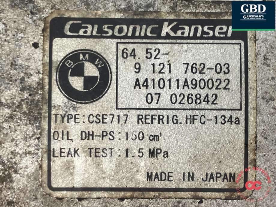 Aircondition kompressor til BMW X5 2007-2013 (E70) (E70) (CALSONIC KANSEI|64 52 9 185 146|64 52 9 121 762|CSE717)