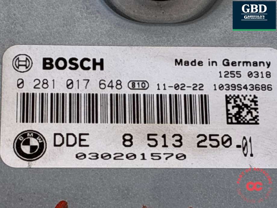 Styreenhet motor til BMW 5-Serie 2010-2017 (F10/F11) (F10/F11) (BOSCH|13 61 8 518 891|8 513 250|0 281 017 648)