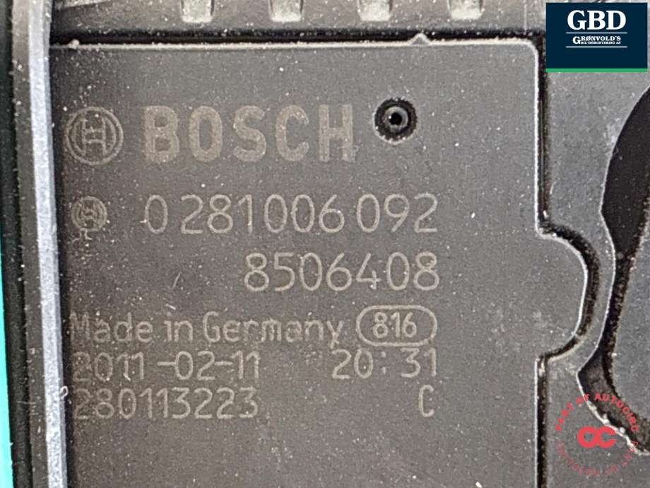 Luftmengde/luftmassemåler til BMW 5-Serie 2010-2017 (F10/F11) (F10/F11) (13 62 8 506 408|)