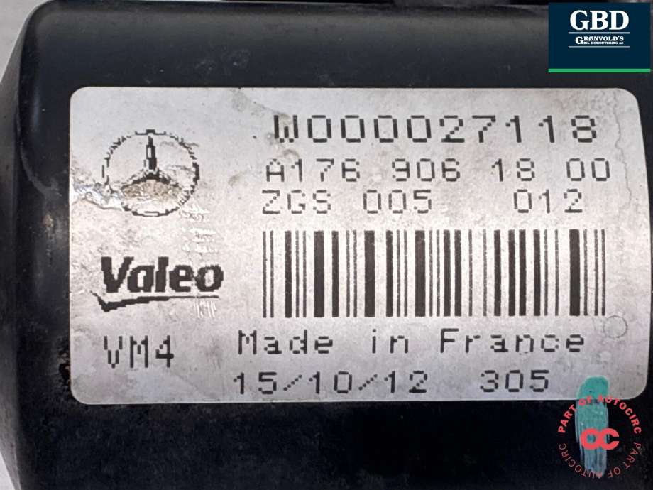 Viskermotor frontrute komplett m/overføring til Mercedes CLA 2013-2019 (C117) (C117) (A 176 820 00 40|A 176 906 18 00|)