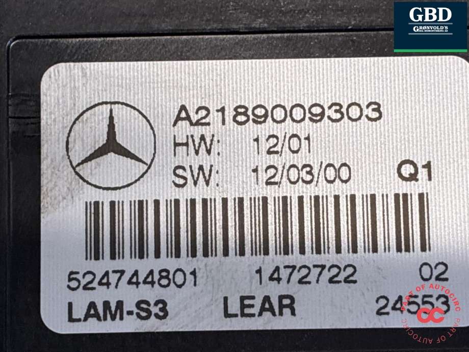 Styreenhet LED til Mercedes CLA 2013-2019 (C117) (C117) (A 218 900 93 03|A2189009303|)