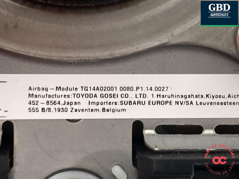 Airbag rattpute til Subaru Impreza 2018-->> (Type V) (98211FL010VH|0589-P1-000447|TG14A02001 0080 P1 14 0027)