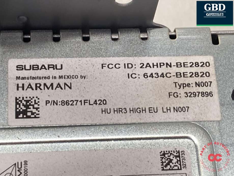 Bilstereo navigasjon til Subaru Impreza 2018-->> (Type V) (|86271FL420)