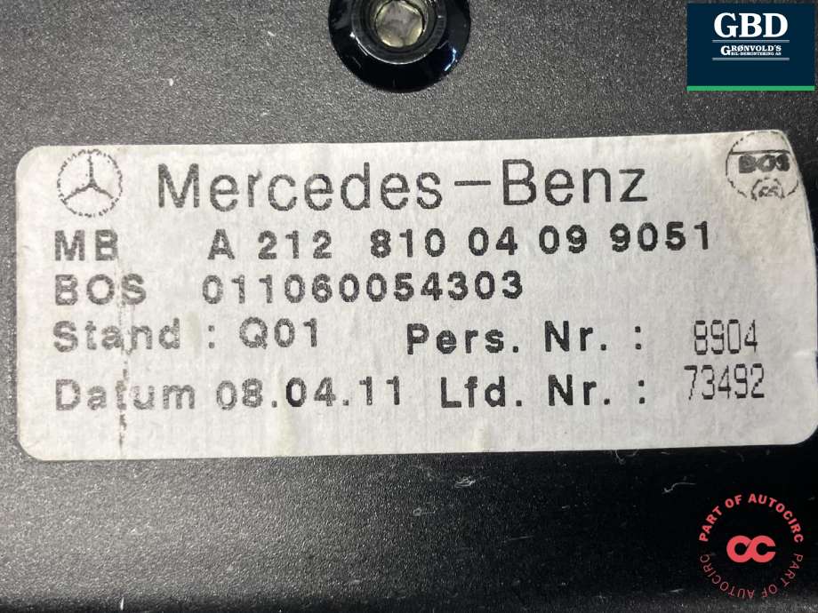 Bagasjerom rollon til Mercedes E-Klasse 2009-2013 (Fase 1) (W212) (W212) (BOS||A 212 810 04 09|011060054303)