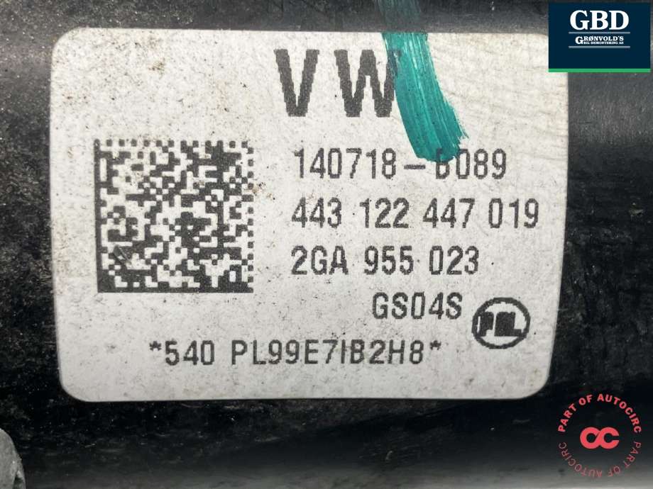 Viskermotor frontrute komplett m/overføring til VW T-Roc 2017-->>  (2GA 955 023 D|2GA 955 023|2GA 955 113)