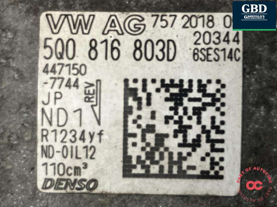 Aircondition kompressor til VW T-Roc 2017-->> (DENSO|5Q0 816 803 D|447150-7744)