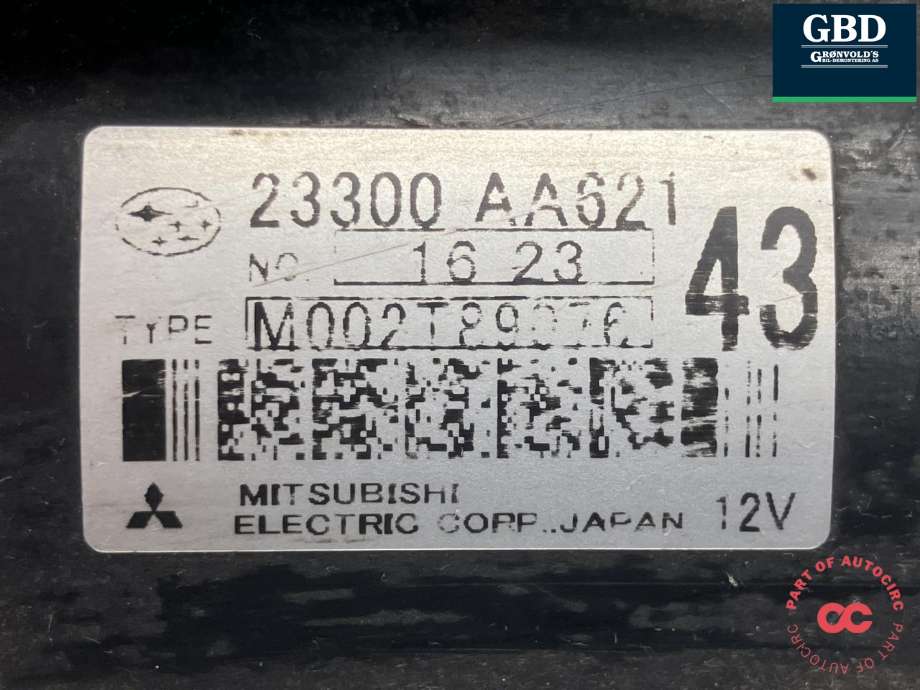 Starter diesel til Subaru Forester 2008-2013 (Type III)  (MITSUBISHI|23300AA621|M002T89076|)