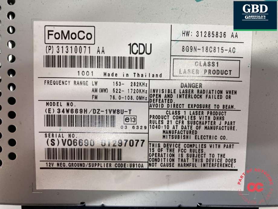 Bilstereo til Volvo XC70 2008-2013 (Type II, Fase 1)