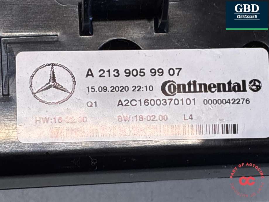 Varmeapparat betjening til Mercedes E-Klasse 2016-2023 (W213) (W213) (A 213 905 99 07|)
