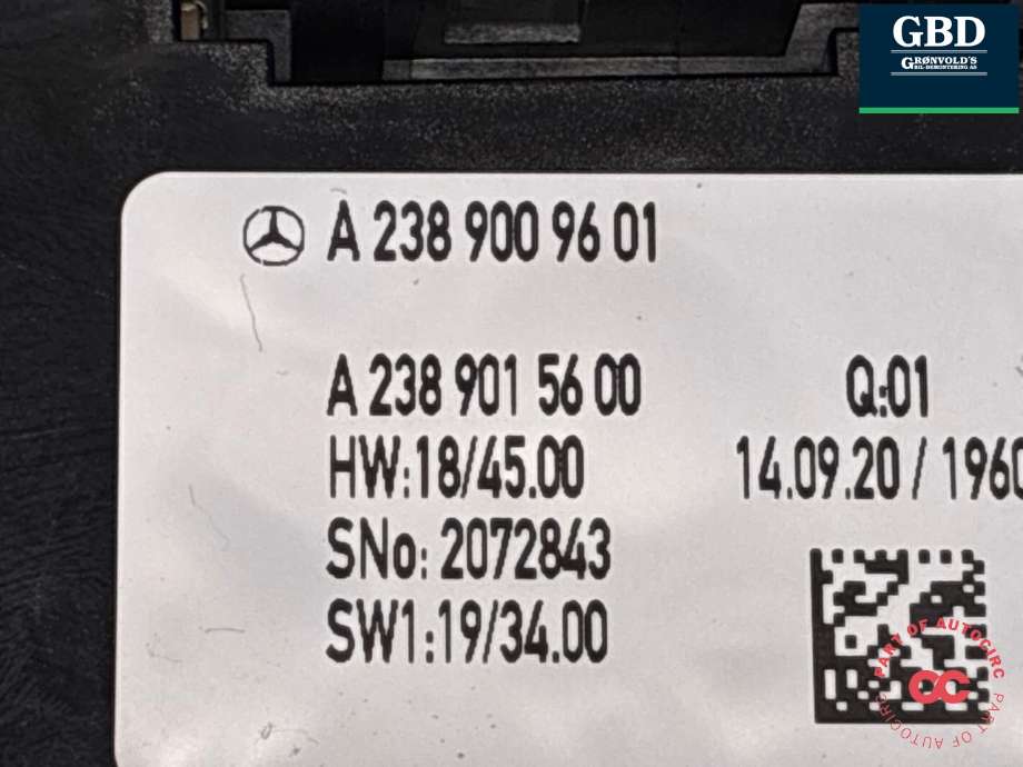 Bilstereo navigasjon betjeningspanel til Mercedes E-Klasse 2016-2023 (W213) (W213) (A 238 900 39 02|A 238 900 96 01|)