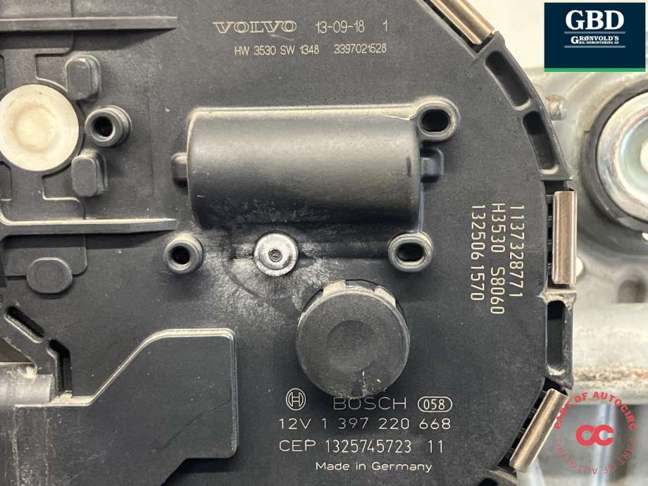 Viskermotor frontrute komplett m/overføring til Volvo V70 2007-2013 (Type III, Fase 1) (BOSCH||31333456|3 397 021 528| 1 397 220 668)