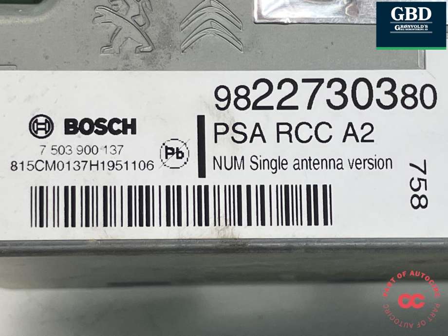 Bilstereo navigasjon til Peugeot Expert 2016-->> (Type III)  (98 316 658 80|98 250 316 80|)