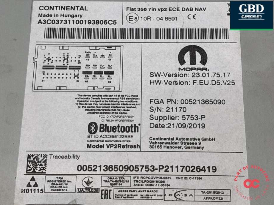 Bilstereo navigasjon til Fiat Tipo 2017-->> (|00521365090)