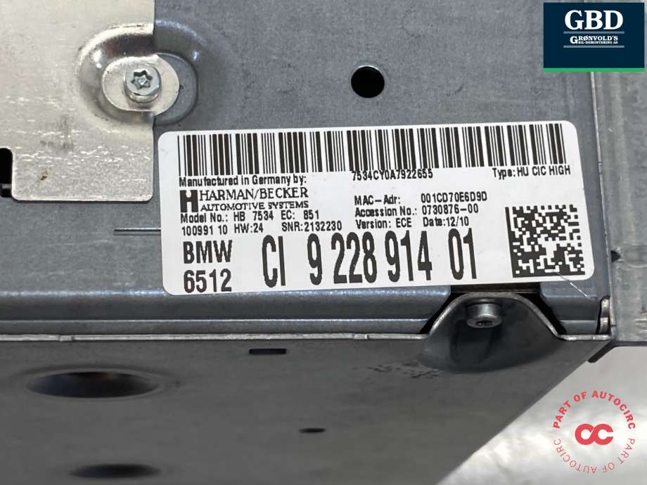 Bilstereo navigasjon til BMW 5-Serie 2010-2017 (F10/F11) (F10/F11) (|6512CI922891401)