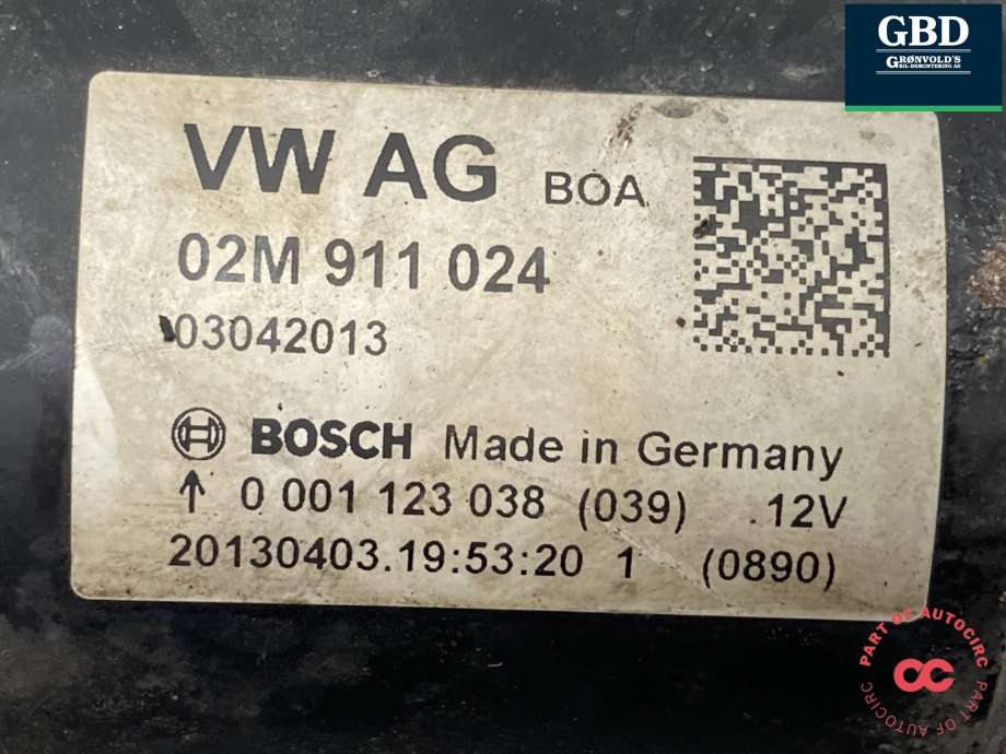 Starter diesel til VW Caddy 2010-2015 (Type III, Fase 2)  (|02M 911 024)